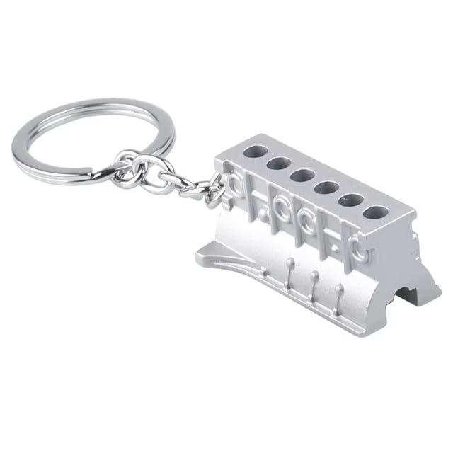 Metal Engine Block Keychain Six-cylinder Engine Body Keyring For Car Enthusiasts-Block Cylinder