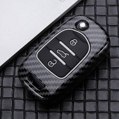 MG HECTOR 3 Button Flip Key ABS+Silicone Car Key Cover Case With Keychain