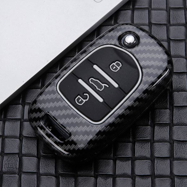 MG HECTOR 3 Button Flip Key ABS+Silicone Car Key Cover Case With Keychain