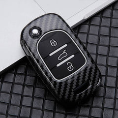 MG HECTOR 3 Button Flip Key ABS+Silicone Car Key Cover Case With Keychain