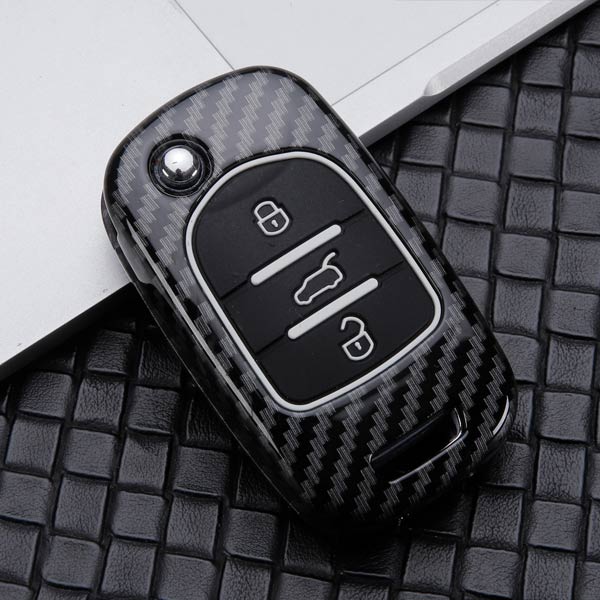 MG HECTOR 3 Button Flip Key ABS+Silicone Car Key Cover Case With Keychain