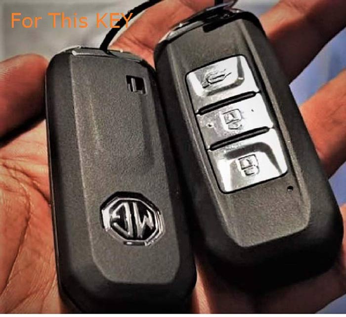 MG HECTOR 3 Button Smart Key ABS+Silicone Car Key Cover Case With Keychain
