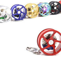Red Car Mirror Pendant Decoration Metal Wheel Hub Hanging Ornaments Auto Interior