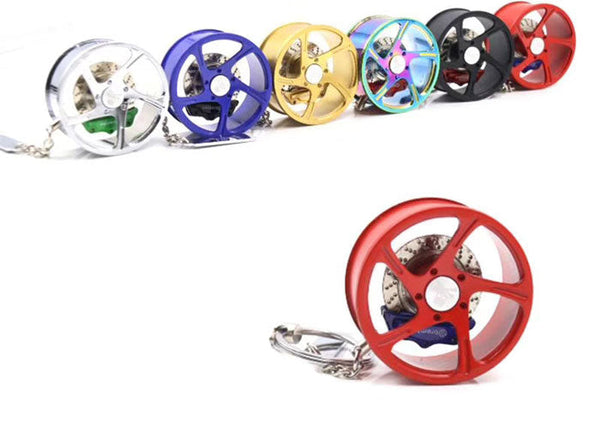 Red Car Mirror Pendant Decoration Metal Wheel Hub Hanging Ornaments Auto Interior