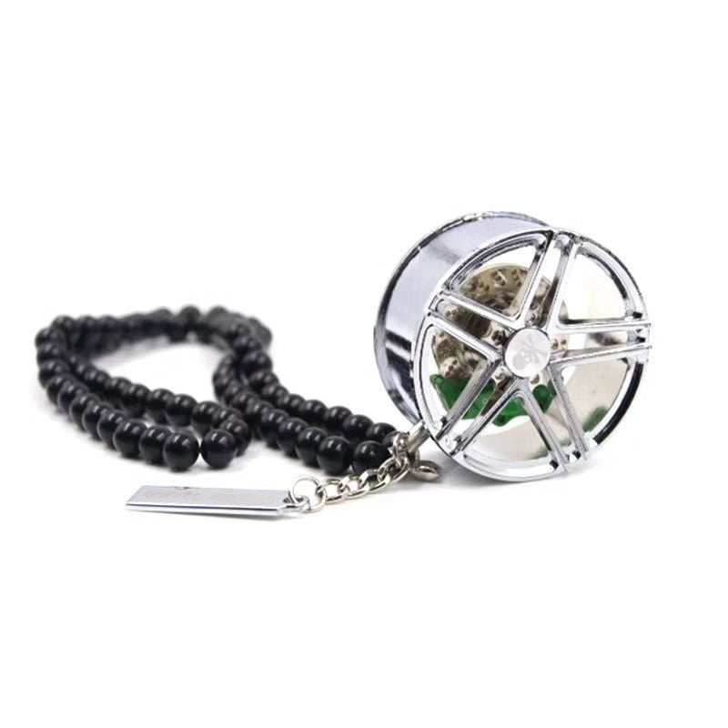 Star Chrome Silver Car Mirror Pendant Decoration Metal Wheel Hub Hanging Ornaments Auto Interior