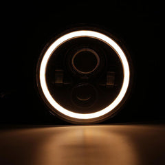 1pc 7inch LED 55W Headlight DRL Ring for Royal Enfield Bike Mahindra Thar Jeep Maruti Gypsy (White & Amber Color)