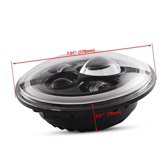 1pc 7inch LED 55W Headlight DRL Ring for Royal Enfield Bike Mahindra Thar Jeep Maruti Gypsy (White & Amber Color)