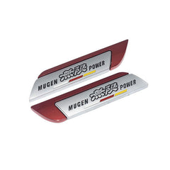 Red Muge Power 2pcs Universal Logo Car Metal Alloy Body Side Fender Emblem(Metal)