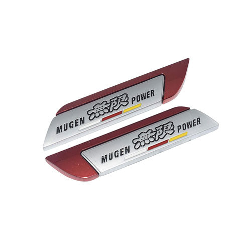 Red Muge Power 2pcs Universal Logo Car Metal Alloy Body Side Fender Emblem(Metal)