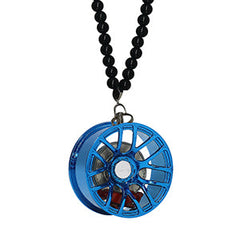 Multi Spoke Blue Car Mirror Pendant Decoration Metal Wheel Hub Hanging Ornaments Auto Interior