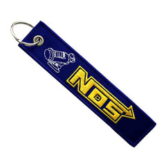 N0S Car Bike Embroidered Fabric Tag Strap Keyring Key Holder