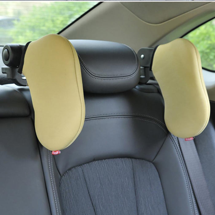 1pc BEIGE Car Seat Headrest Pad Memory Foam Pillow Head Neck Rest Support Cushion