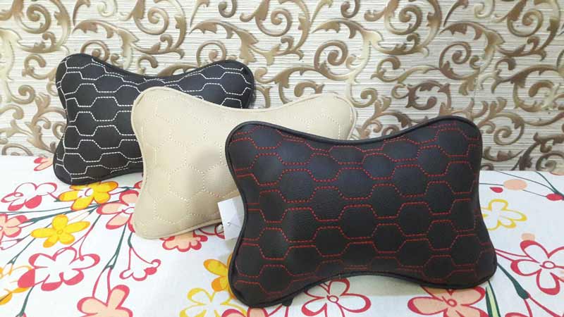 High Quality Universal Neck Pillow Head Rest Cushion Beige (Set of 2 Pc)