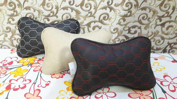 High Quality Universal Neck Pillow Head Rest Cushion Black & White (Set of 2 Pc)