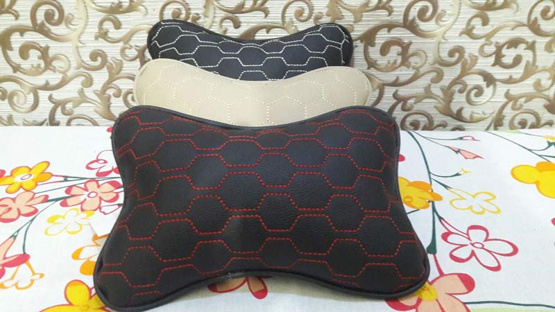 High Quality Universal Neck Pillow Head Rest Cushion Beige (Set of 2 Pc)