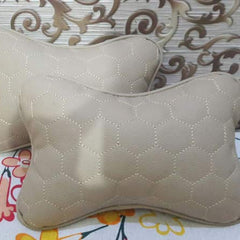 High Quality Universal Neck Pillow Head Rest Cushion Beige (Set of 2 Pc)