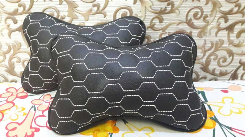 High Quality Universal Neck Pillow Head Rest Cushion Black & White (Set of 2 Pc)