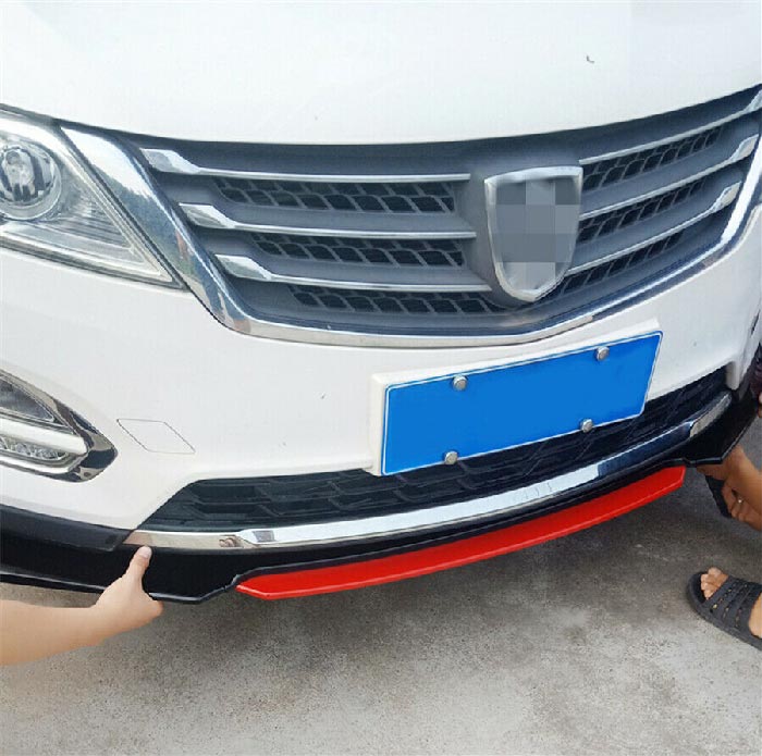 NEW 4PCS Universal Car Front Bumper Red Lip Splitter Winglet Body Kit Glossy BLACK