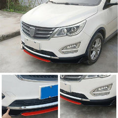 NEW 4PCS Universal Car Front Bumper Red Lip Splitter Winglet Body Kit Glossy BLACK