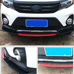 NEW 4PCS Universal Car Front Bumper Red Lip Splitter Winglet Body Kit Glossy BLACK