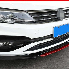 NEW 4PCS Universal Car Front Bumper Red Lip Splitter Winglet Body Kit Glossy BLACK
