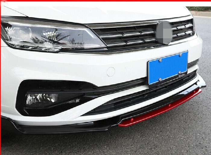 NEW 4PCS Universal Car Front Bumper Red Lip Splitter Winglet Body Kit Glossy BLACK
