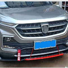 NEW 4PCS Universal Car Front Bumper Red Lip Splitter Winglet Body Kit Glossy BLACK