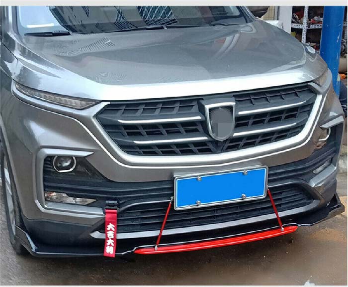 NEW 4PCS Universal Car Front Bumper Red Lip Splitter Winglet Body Kit Glossy BLACK