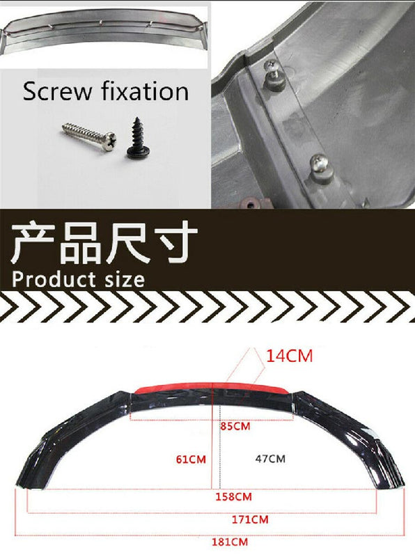 NEW 4PCS Universal Car Front Bumper Red Lip Splitter Winglet Body Kit Glossy BLACK