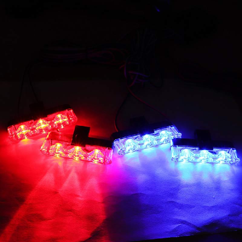 NEW 4X3 Wireless Remote LED Blue & Red Strobe Warning Lights Grille Police light For Car SUV Emergency Light Flashing Light DC 12V