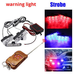 NEW 4X3 Wireless Remote LED Blue & Red Strobe Warning Lights Grille Police light For Car SUV Emergency Light Flashing Light DC 12V