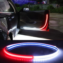 2pcs Car Door Opening Warning Matrix Light LED Dynamic Strip Auto Strobe Flashing Decor Lamp Anti Rear-end Collision Safety 12V