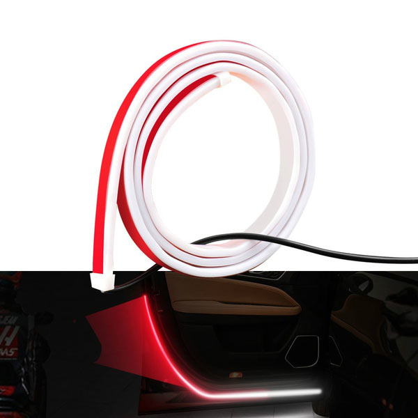 2pcs Car Door Opening Warning Matrix Light LED Dynamic Strip Auto Strobe Flashing Decor Lamp Anti Rear-end Collision Safety 12V