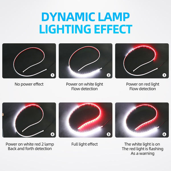 2pcs Car Door Opening Warning Matrix Light LED Dynamic Strip Auto Strobe Flashing Decor Lamp Anti Rear-end Collision Safety 12V