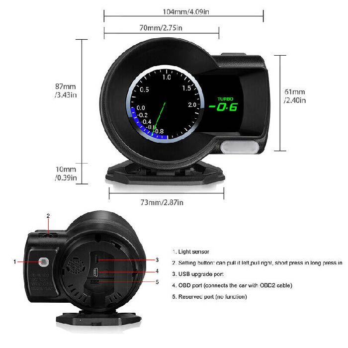 Car OBD2 Multi-function Gauge Head-Up Digital Display Speedometer RPM Oil Temp