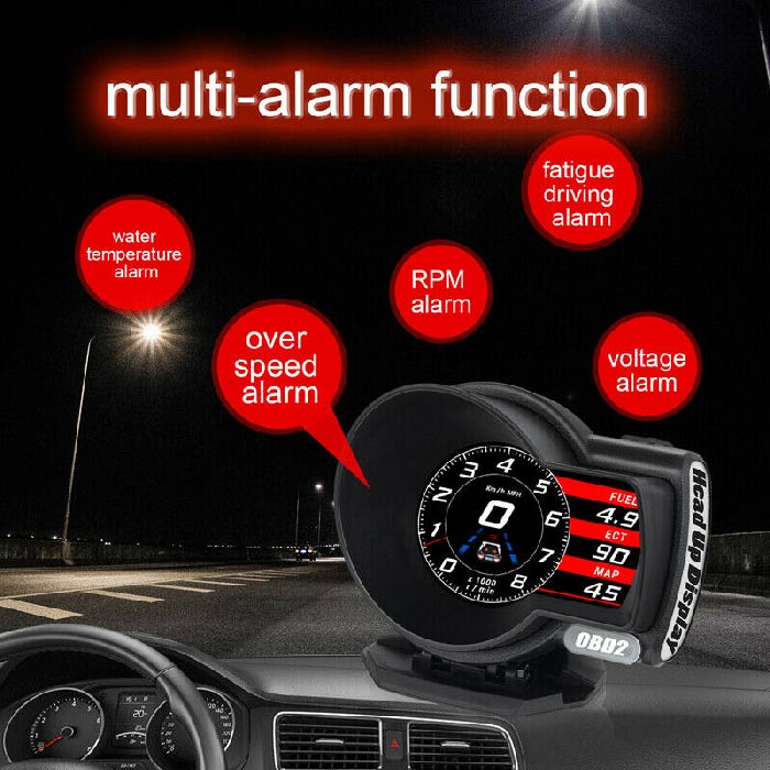 Car OBD2 Multi-function Gauge Head-Up Digital Display Speedometer RPM Oil Temp