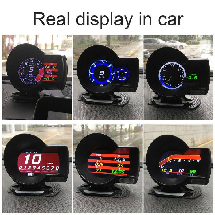 Car OBD2 Multi-function Gauge Head-Up Digital Display Speedometer RPM Oil Temp