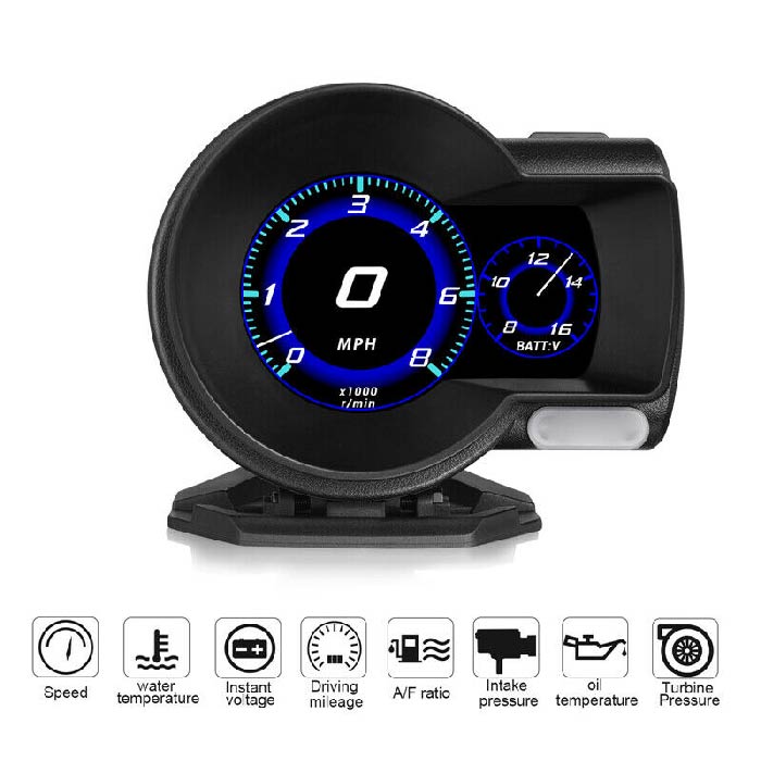 Car OBD2 Multi-function Gauge Head-Up Digital Display Speedometer RPM Oil Temp