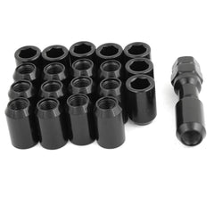 20 Pcs M12 x 1.5 Black Metal Hex Locking Lug Nuts Screw Anti-theft for Vehicles Car