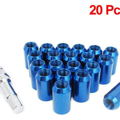 20 Pcs M12 x 1.5 Blue Metal Hex Locking Lug Nuts Screw Anti-theft for Vehicles Car