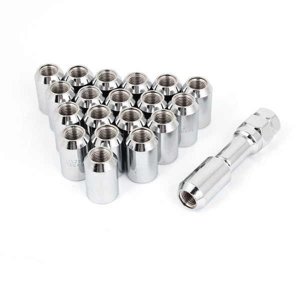 20 Pcs M12 x 1.5 Silver Metal Hex Locking Lug Nuts Screw Anti-theft for Vehicles Car