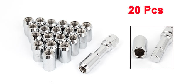 20 Pcs M12 x 1.5 Silver Metal Hex Locking Lug Nuts Screw Anti-theft for Vehicles Car