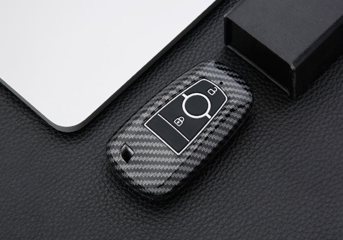 Ford 2 Button ABS+Silicone Smart Key Cover Case With Keychain Suitable For ECOSPORT, ENDEAVOUR, FIGO, FREESTYLE, FIGO ASPIRE