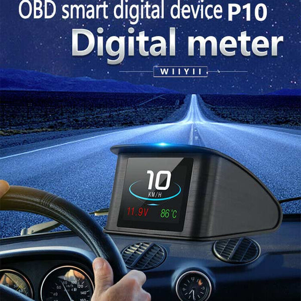 P10 Car Vehicle HUD Head Up Display OBD2 Excessive RPM Speed Voltage Temperature Alarm