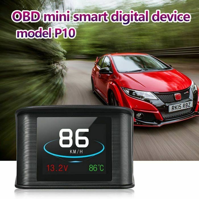 P10 Car Vehicle HUD Head Up Display OBD2 Excessive RPM Speed Voltage Temperature Alarm