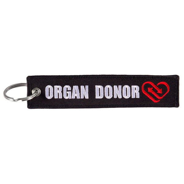 ORGAN DONOR Car Bike Embroidered Fabric Tag Strap Keyring Key Holder