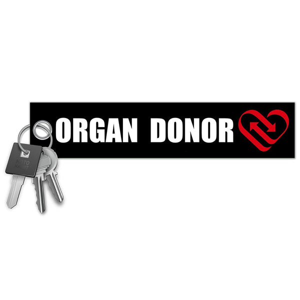 ORGAN DONOR Car Bike Embroidered Fabric Tag Strap Keyring Key Holder