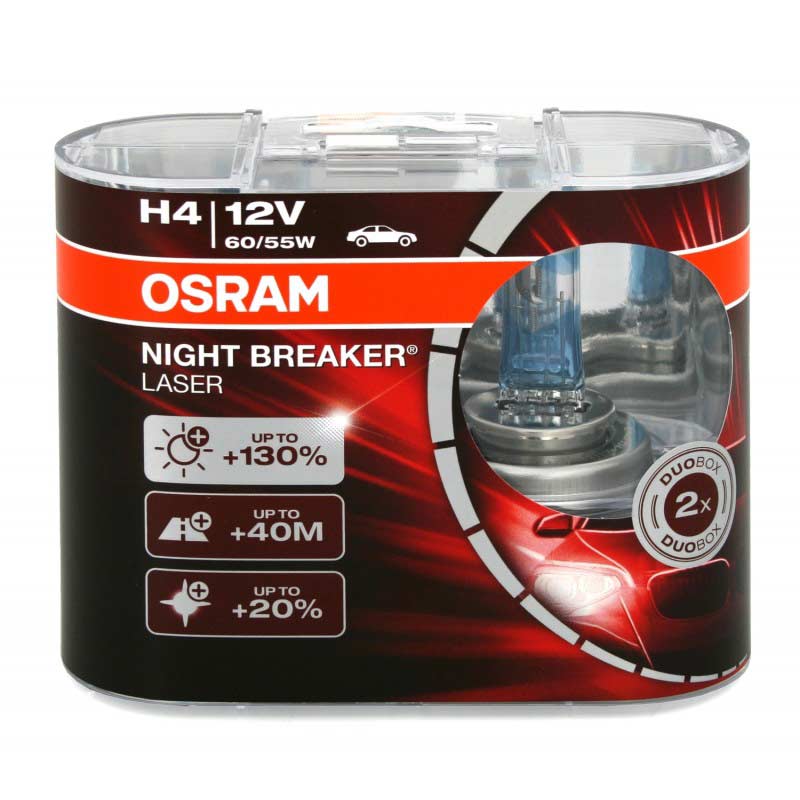NEW! H4 OSRAM NIGHT BREAKER LASER +130% BULBS | PACK OF 2