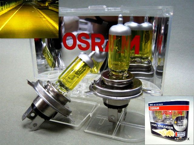 H4 OSRAM 12V 55W Fog Breaker 2600K Yellow Globes Fog Spot Light Bulb 2 pcs