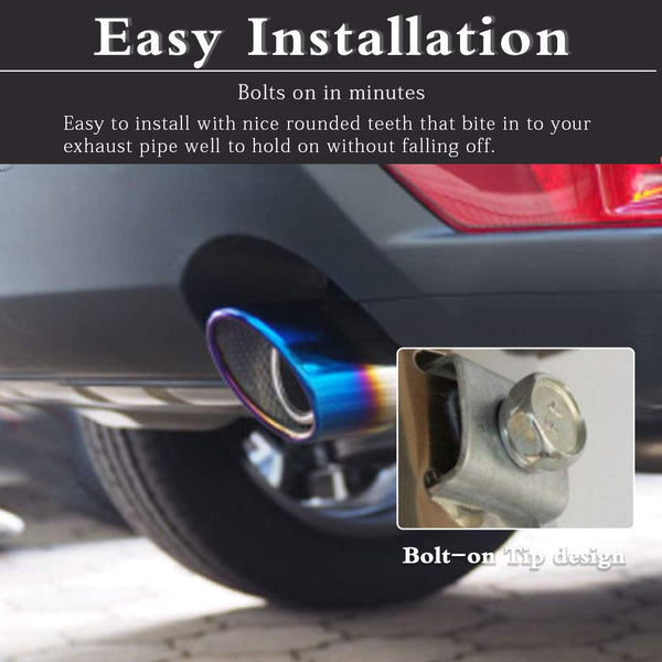 Oval Jali Straight Chamilion Color Universal Stainless Steel Exhaust Tip Pipe Car Rear Exhaust Muffler Modification